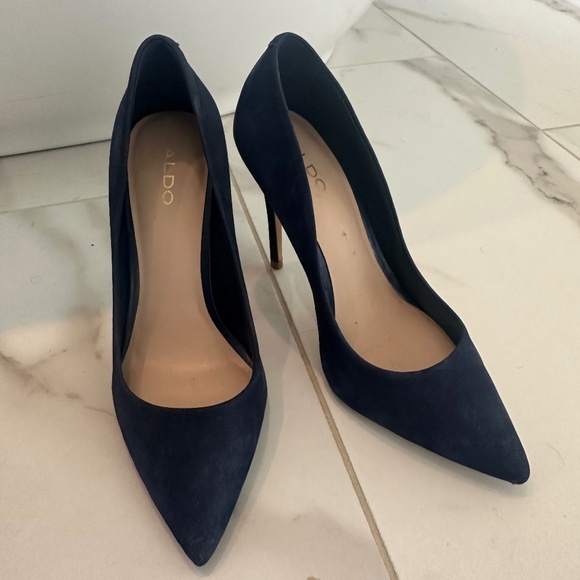 Aldo Blue Suede Heels - Picture 1 of 7